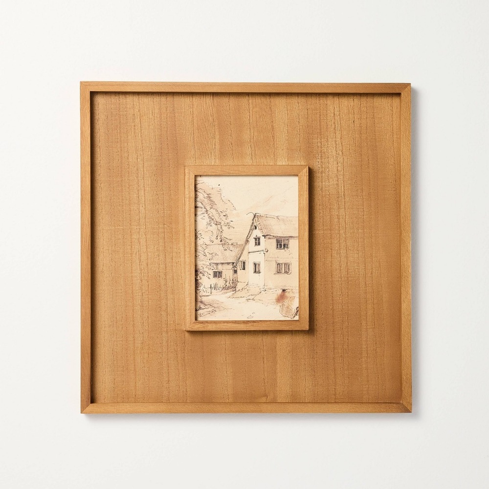 16x16 Sketched Cottage Wood Matte Frame Wall Art - Hearth & Hand Magnolia Target